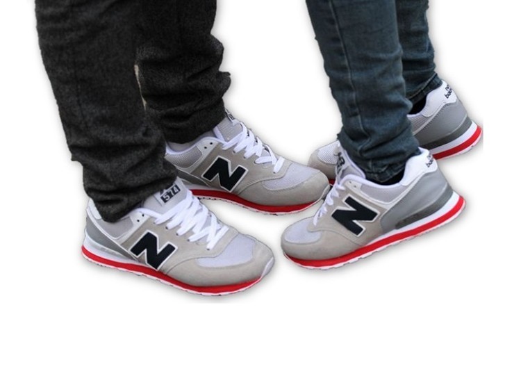 נעלי ניו באלאנס-New Balance 574 GRAY WHITE RED – תמונה 4