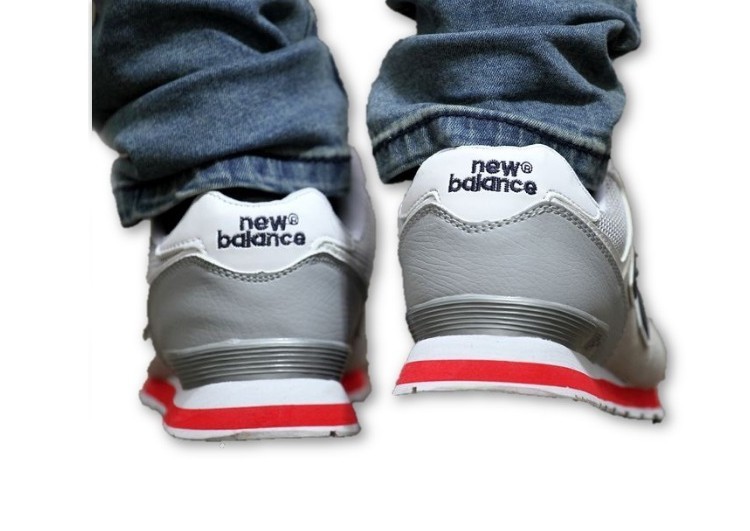נעלי ניו באלאנס-New Balance 574 GRAY WHITE RED – תמונה 5