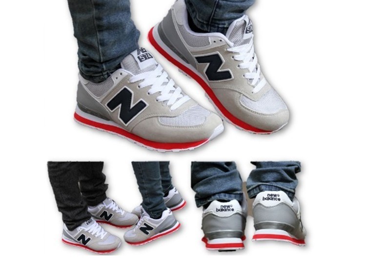 נעלי ניו באלאנס-New Balance 574 GRAY WHITE RED – תמונה 2