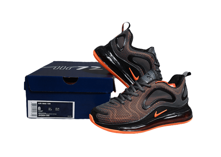 NIKE AIR MAX 720 BLACK - ORANGE LOGO – תמונה 3