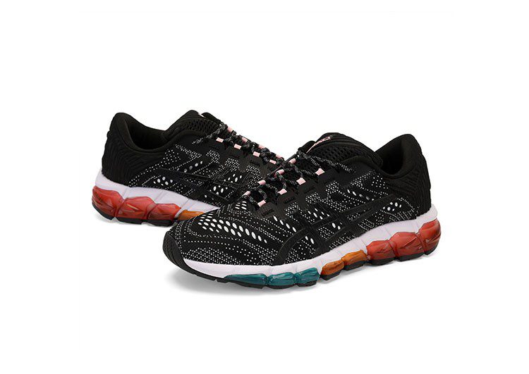 נעלי אסיקס-ASICS - QUANTUM - Jacquard Noodle JCQ - Black & White Blue ORG Yellow Female – תמונה 2