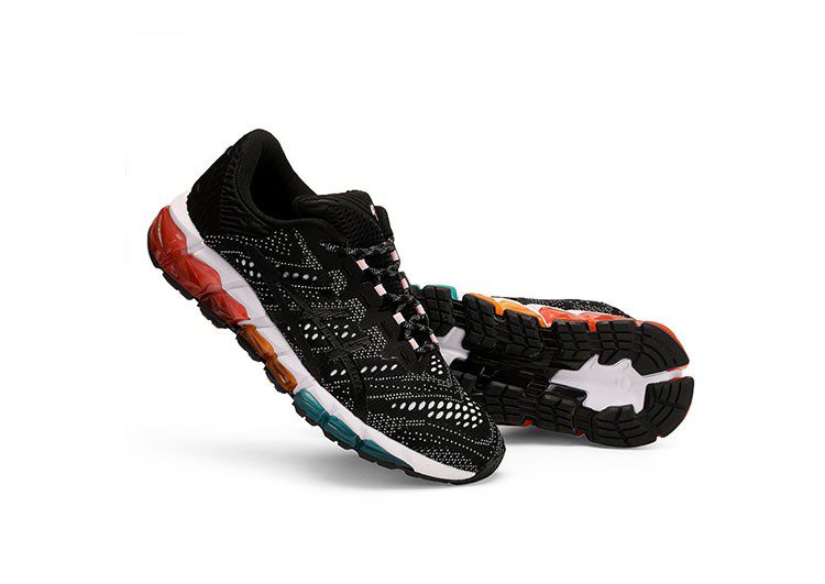 נעלי אסיקס-ASICS - QUANTUM - Jacquard Noodle JCQ - Black & White Blue ORG Yellow Female – תמונה 4