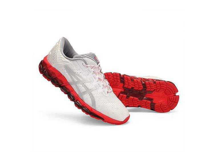 נעלי אסיקס-ASICS - QUANTUM - Jacquard Noodles JCQ - White Gray Red - Female – תמונה 4