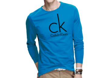 Big CK Long Sleeve Round Neck-Blue