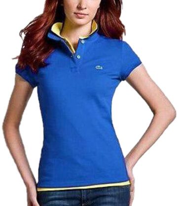 לקוסט-LACSOTE TSHIRT WOMEN POLO SHORT- Science Blue