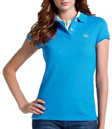 לקוסט-LACSOTE TSHIRT WOMEN POLO SHORT- Sky-Blue