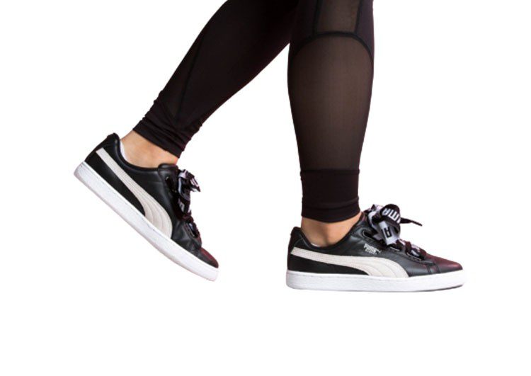 נעלי פומה- PUMA basket heart rihanna leather -Black and White – תמונה 4