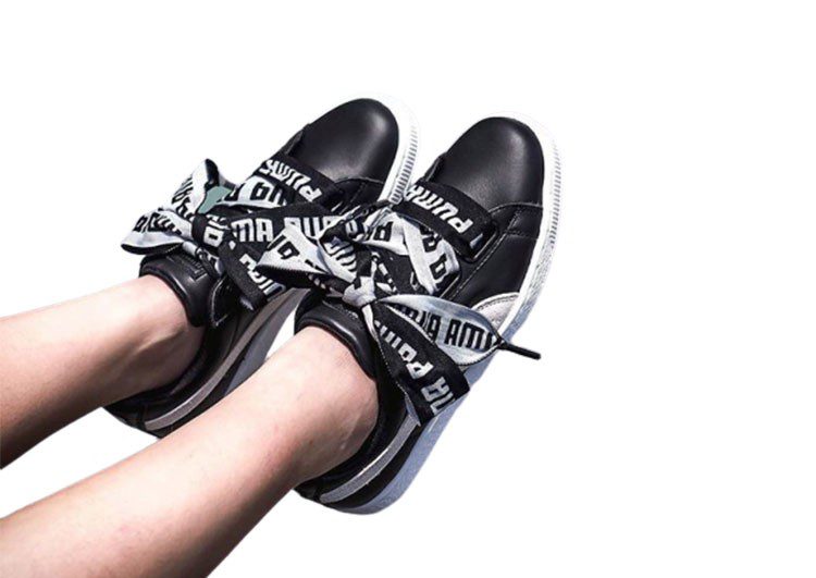 נעלי פומה- PUMA basket heart rihanna leather -Black and White – תמונה 5