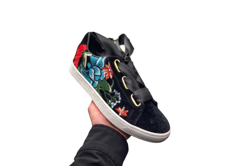 נעלי פומה- Puma SUEDE Hyper-Black and Alizarin – תמונה 2