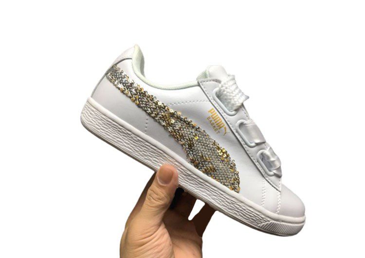 נעלי פומה- Puma bow glitter sequins -White – תמונה 4