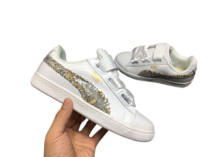נעלי פומה- Puma bow glitter sequins -White – תמונה 11