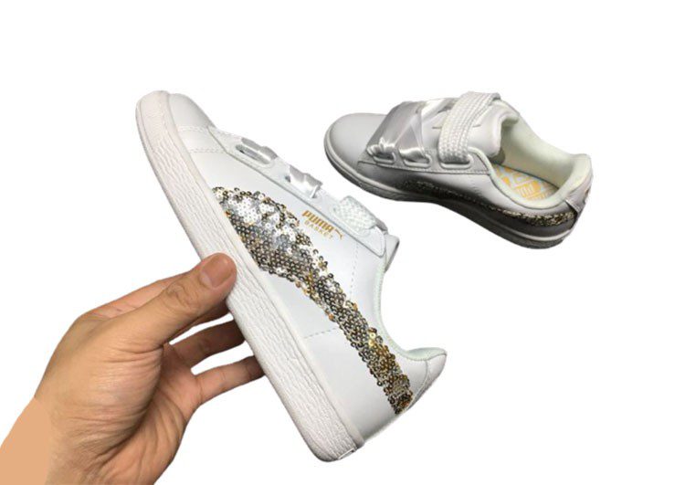נעלי פומה- Puma bow glitter sequins -White – תמונה 10