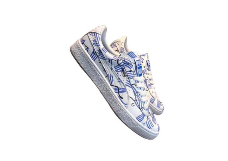 נעלי פומה-Puma layered skin graffiti sneakers genuine standard layered leather - Blue-white – תמונה 5