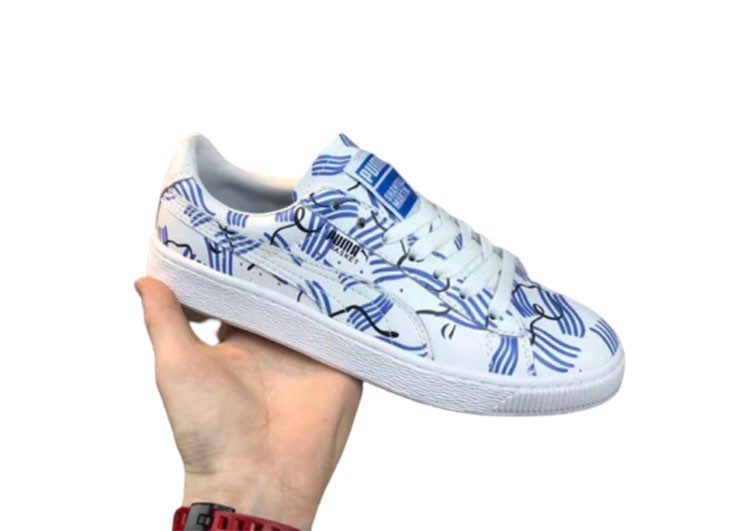 נעלי פומה-Puma layered skin graffiti sneakers genuine standard layered leather - Blue-white – תמונה 3