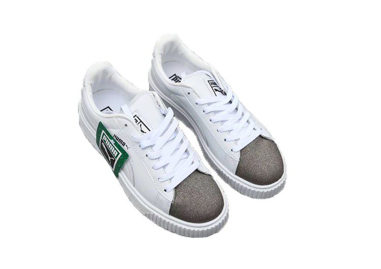 נעלי פומה- Puma platform shoes top pog leather gold head silver hesd frosted hesd flash drill bit-Sandstone – תמונה 2