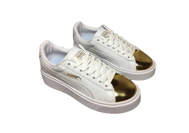 נעלי פומה- Puma platform shoes top pog leather gold head silver hesd frosted hesd flash drill bit-Gold – תמונה 6