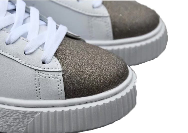 נעלי פומה- Puma platform shoes top pog leather gold head silver hesd frosted hesd flash drill bit-Sandstone – תמונה 4