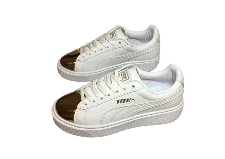 נעלי פומה- Puma platform shoes top pog leather gold head silver hesd frosted hesd flash drill bit-Gold – תמונה 2