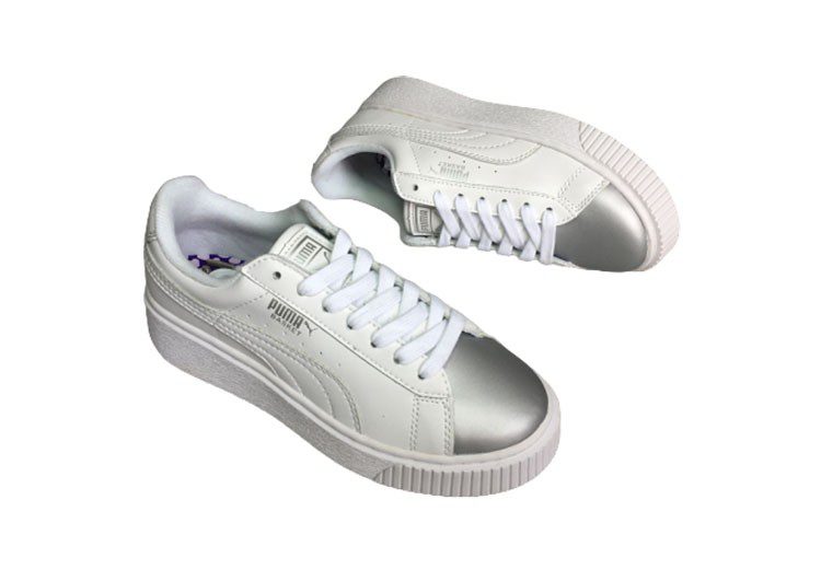 נעלי פומה- Puma platform shoes top pog leather gold head silver hesd frosted hesd flash drill bit-Hit Grey – תמונה 5