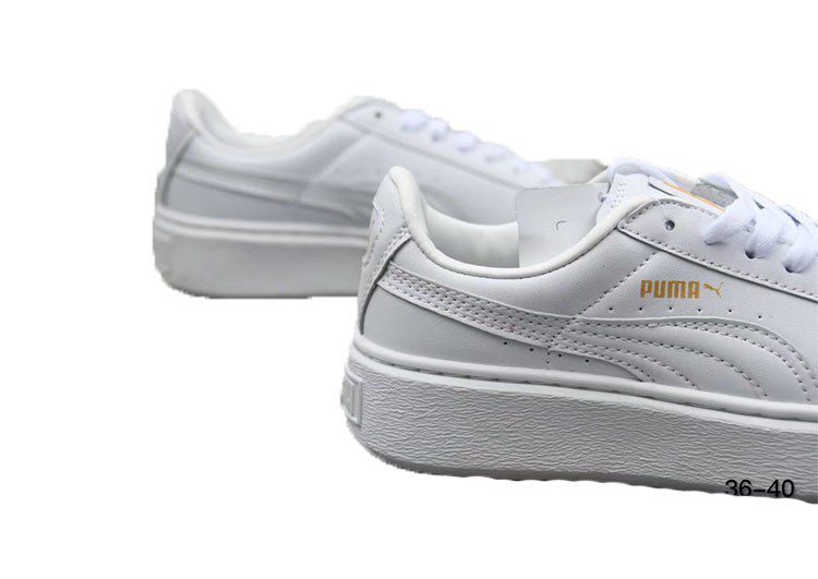 נעלי פומה- Puma platform shoes top pog leather gold head silver hesd frosted hesd flash drill bit-Ghost White – תמונה 5
