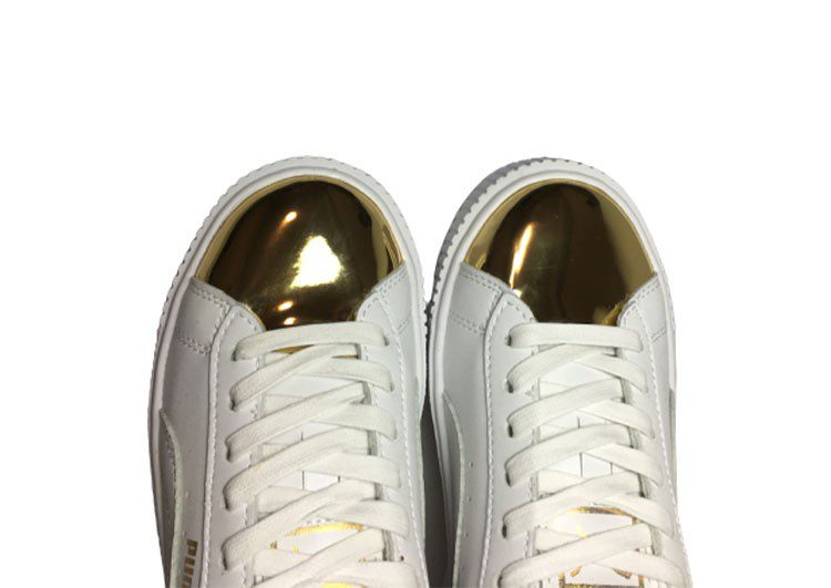 נעלי פומה- Puma platform shoes top pog leather gold head silver hesd frosted hesd flash drill bit-Gold – תמונה 5