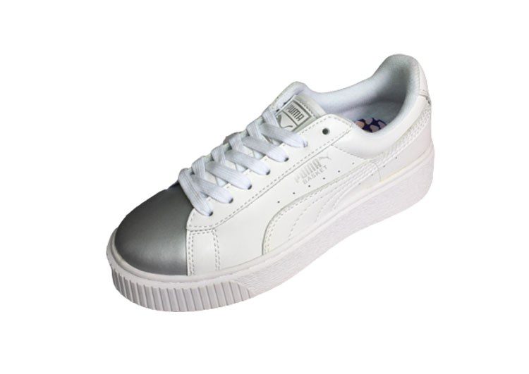 נעלי פומה- Puma platform shoes top pog leather gold head silver hesd frosted hesd flash drill bit-Hit Grey – תמונה 4