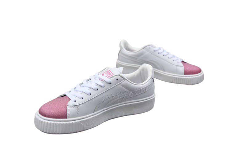 נעלי פומה- Puma platform shoes top pog leather gold head silver hesd frosted hesd flash drill bit-Link Water – תמונה 3