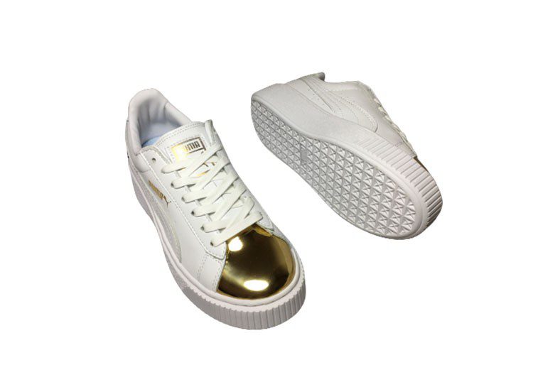 נעלי פומה- Puma platform shoes top pog leather gold head silver hesd frosted hesd flash drill bit-Gold – תמונה 8