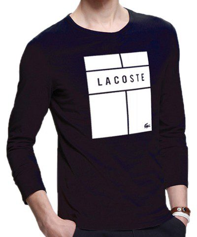 לקוסט-LACSOTE TSHIRT MEN LONG DESGIN - BLACK