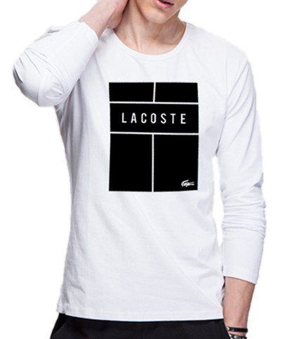 לקוסט-LACSOTE TSHIRT MEN LONG DESGIN - WHITE