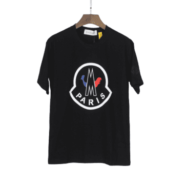 MONCLER SHORT MEN T-SHIRT BLACK AND BLUE  