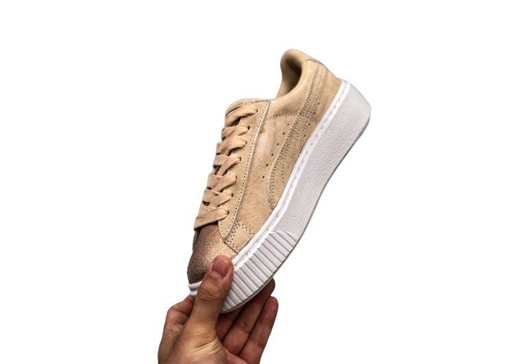 נעלי פומה- puma platform shoes top pog leather gold head silver hesd frosted hesd flash drill bit-Cashmere – תמונה 4