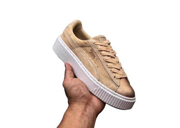 נעלי פומה- puma platform shoes top pog leather gold head silver hesd frosted hesd flash drill bit-Cashmere – תמונה 5