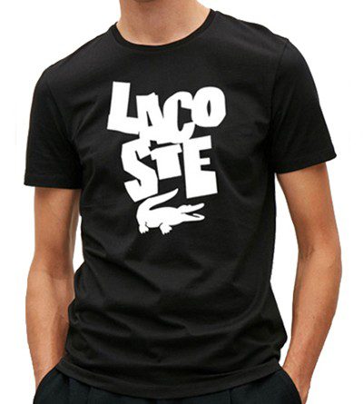 לקוסט-LACSOTE TSHIRT DESGIN MEN SHORT - Black & White Logo