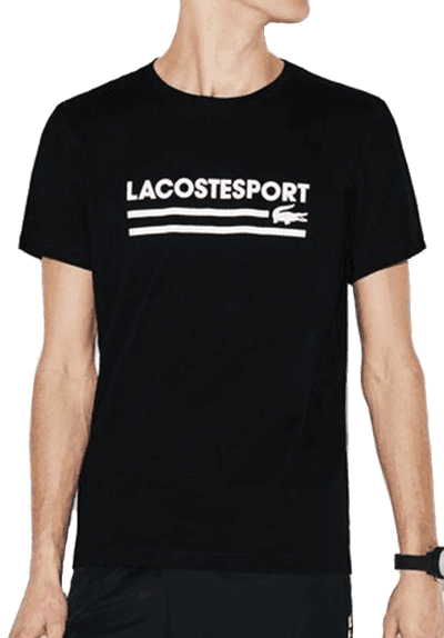 לקוסט-LACSOTE TSHIRT DESGIN MEN SHORT - Black & White Logo