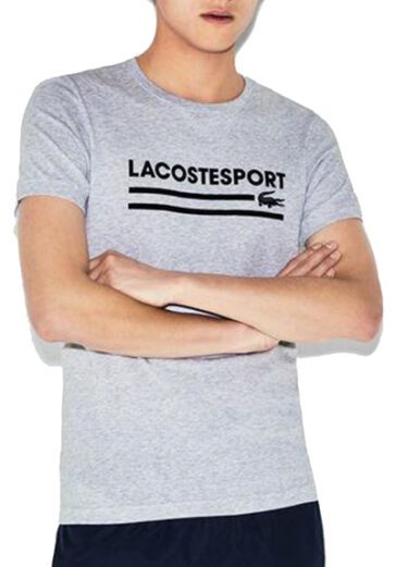 לקוסט-LACSOTE TSHIRT DESGIN MEN SHORT - Light Gray & Black Logo