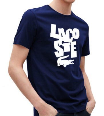 לקוסט-LACSOTE TSHIRT DESGIN MEN SHORT - Navy Blue & White Logo