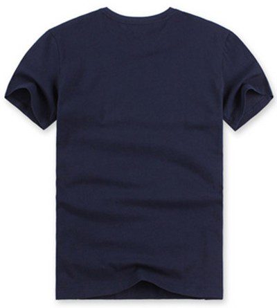 לקוסט-LACSOTE TSHIRT DESGIN MEN SHORT - Navy Blue & White Logo – תמונה 2