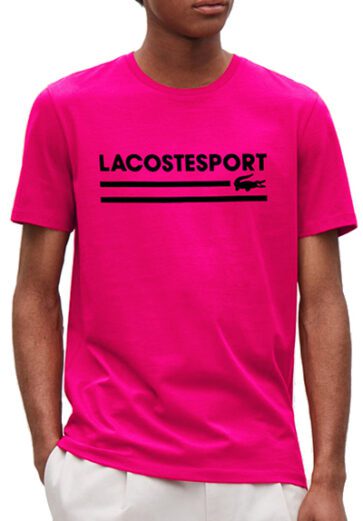 לקוסט-LACSOTE TSHIRT DESGIN MEN SHORT - Pink & Black Logo