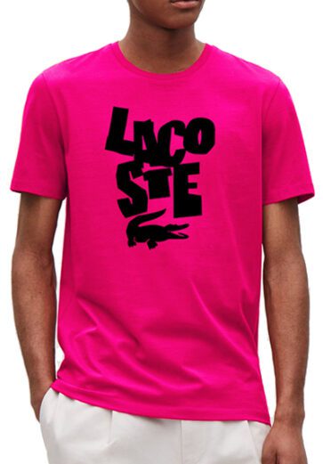 לקוסט-LACSOTE TSHIRT DESGIN MEN SHORT - Pink & Black Logo