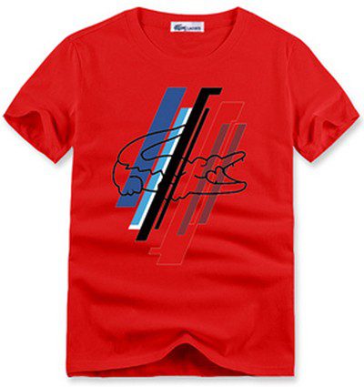 לקוסט-LACSOTE TSHIRT DESGIN MEN SHORT - Red