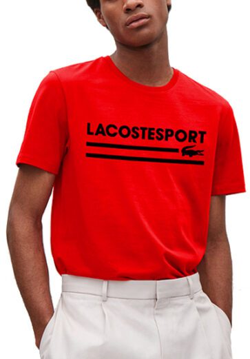 לקוסט-LACSOTE TSHIRT DESGIN MEN SHORT - Red & Black Logo