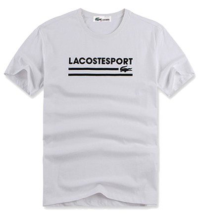 לקוסט-LACSOTE TSHIRT DESGIN MEN SHORT - White & Black Logo – תמונה 3