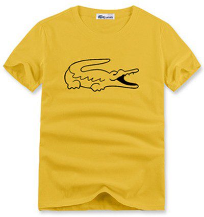 לקוסט-LACSOTE TSHIRT DESGIN MEN SHORT - Yellow