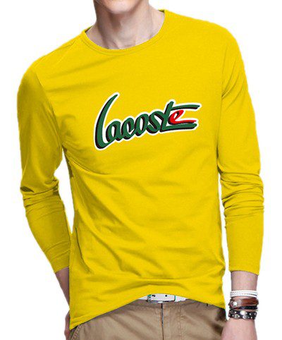 לקוסט-LACSOTE TSHIRT MEN LONG DESGIN - YELLOW