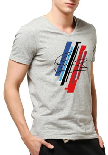 לקוסט-LACSOTE TSHIRT MEN V NECK DESGIN SHORT - Gray