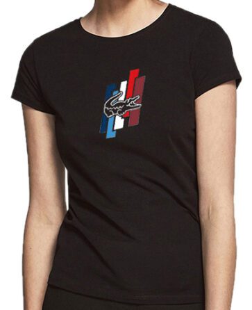 לקוסט-LACSOTE TSHIRT WOMEN DESGIN SHORT - BLACK