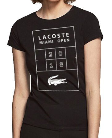 לקוסט-LACSOTE TSHIRT WOMEN DESGIN SHORT - BLACK