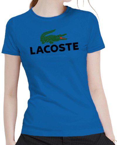 לקוסט-LACSOTE TSHIRT WOMEN DESGIN SHORT - BLUE
