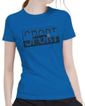 לקוסט-LACSOTE TSHIRT WOMEN DESGIN SHORT - BLUE